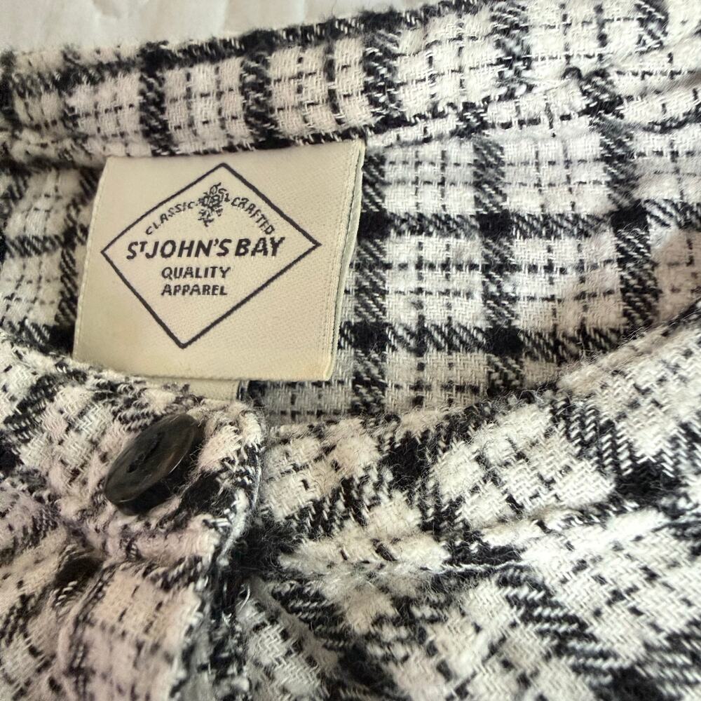 CLASSIC ST. JOHNS BAY WOMEN MEDIUM BLOUSE PLAID FLANNEL BLOUSON BUTTON DOWN - Picture 5 of 7